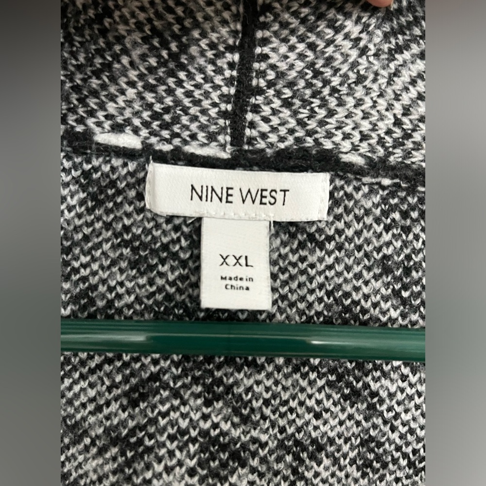 Nine West Black & White Houndstooth Open-Front Cardigan, size XXL - Picture 2 of 7